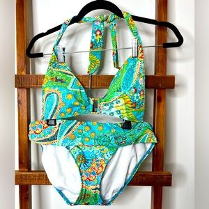 Ralph Lauren Gold Ring Floral Paisley bikini set